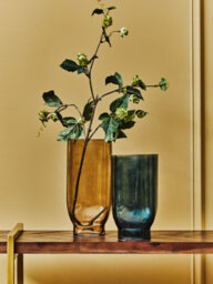 Orsina Smoked Brown Glass Vase, Minimalist Flower Vase, Decorative Glass Vase, Large Flower Vase For Living Room - thumbnail 4