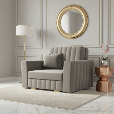 Viva Glam I Living Room Sleeper Armchair With Storage Chipboard Frame Wave Springs Wooden Slats 85X115X98Cm Grey - image 1