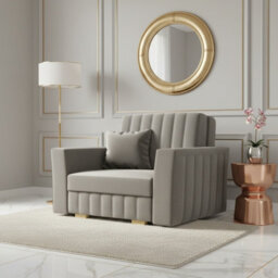 Viva Glam I Living Room Sleeper Armchair With Storage Chipboard Frame Wave Springs Wooden Slats 85X115X98Cm Grey - thumbnail 1