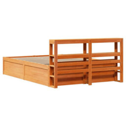 Berkfield Bed Frame With Headboard Wax Brown 135X190 Cm Double Solid Wood Pine - thumbnail 8