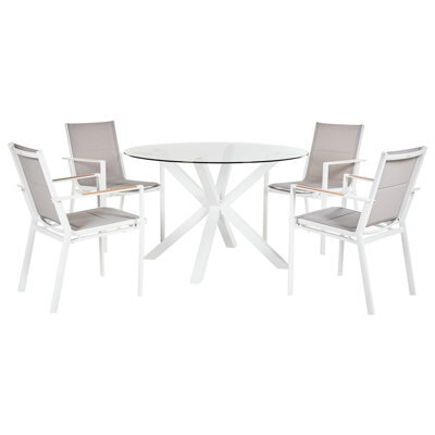 Beliani Garden Dining Set 4 Seater Maletto/busseto Metal White - image 1