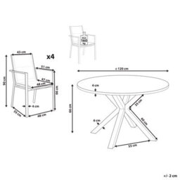 Beliani Garden Dining Set 4 Seater Maletto/busseto Metal White - thumbnail 3