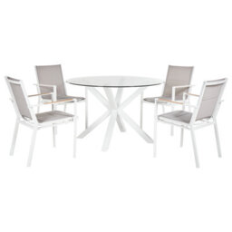 Beliani Garden Dining Set 4 Seater Maletto/busseto Metal White - thumbnail 1