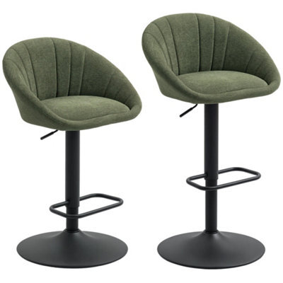 Wyld Haus Dark Green Linen Effect Tub Bar Stools Set Of 2 With Adjustable Height And Swivel - image 1