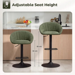 Wyld Haus Dark Green Linen Effect Tub Bar Stools Set Of 2 With Adjustable Height And Swivel - thumbnail 5