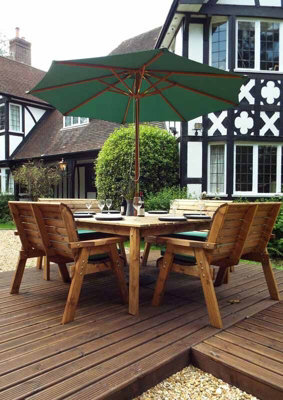 Charles Taylor Trading Eight Seater Square Table Set With Cushion - W250 X D250 X H98 - Fully Assembled - Green - image 1