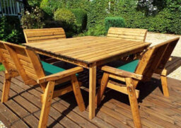 Charles Taylor Trading Eight Seater Square Table Set With Cushion - W250 X D250 X H98 - Fully Assembled - Green - thumbnail 3