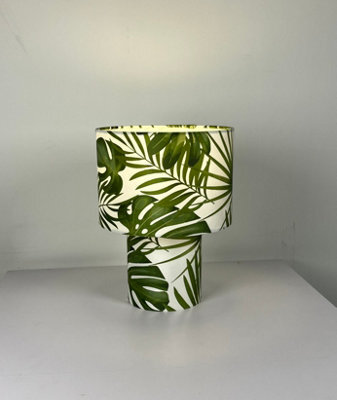 K Living Kobe Green Tropical Leaves 30Cm Tall Printed Velvet Table Lamp - image 1