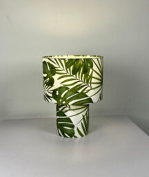 K Living Kobe Green Tropical Leaves 30Cm Tall Printed Velvet Table Lamp