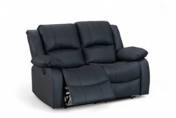 Black Faux Leather 2 Seater Recliner Sofa Varesa - thumbnail 3
