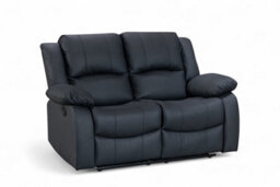 Black Faux Leather 2 Seater Recliner Sofa Varesa - thumbnail 4