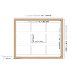 20X16 Inch 9 Opening Photo Collage Frame, Display Nine 6X4 Inch Photos, Multi Aperture Family Picture Frame, Oak - thumbnail 4