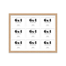 20X16 Inch 9 Opening Photo Collage Frame, Display Nine 6X4 Inch Photos, Multi Aperture Family Picture Frame, Oak - thumbnail 2