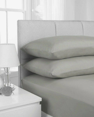 Smart Living Fitted Sheet Super Soft Cosy Easy Care Polycotton Bed Linen Luxury Bedding Bedsheet 25Cm Deep Non Iron - Grey - image 1