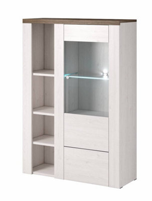 Arte Chic Larona 44 Display Cabinet 1000mm In Oak Sibiu Larche & Sonoma Truffle - Rustic Elegance H1450mm D370mm - image 1