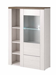 Arte Chic Larona 44 Display Cabinet 1000mm In Oak Sibiu Larche & Sonoma Truffle - Rustic Elegance H1450mm D370mm - thumbnail 1