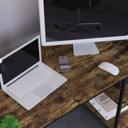 Lassic Vida Designs Brooklyn Dark Wood Desk With 2 Shelves Sturdy Computer Office Desk - thumbnail 3