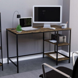 Lassic Vida Designs Brooklyn Dark Wood Desk With 2 Shelves Sturdy Computer Office Desk - thumbnail 1