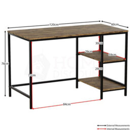 Lassic Vida Designs Brooklyn Dark Wood Desk With 2 Shelves Sturdy Computer Office Desk - thumbnail 2