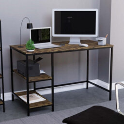 Lassic Vida Designs Brooklyn Dark Wood Desk With 2 Shelves Sturdy Computer Office Desk - thumbnail 8