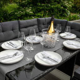 MonsterShop Black Rattan Corner Furniture Set Premium 9 Seater - thumbnail 5