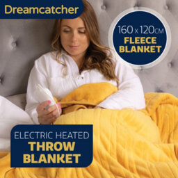 Dreamcatcher Electric Throw Heated Double Over Blanket Soft Fleece 9 Heat & 12 Timer Settings - Gold - thumbnail 2