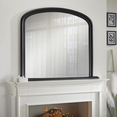 The Online Mirror Shop Overmantle Mirror Osborne Arched Shape With Black Frame- H 94Cm X W 119Cm X D 4Cm For Hanging Above The Fireplace