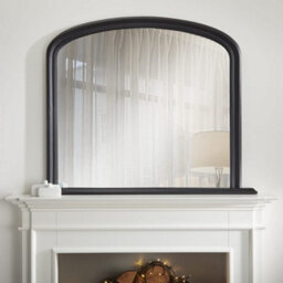 The Online Mirror Shop Overmantle Mirror Osborne Arched Shape With Black Frame- H 94Cm X W 119Cm X D 4Cm For Hanging Above The Fireplace - thumbnail 2