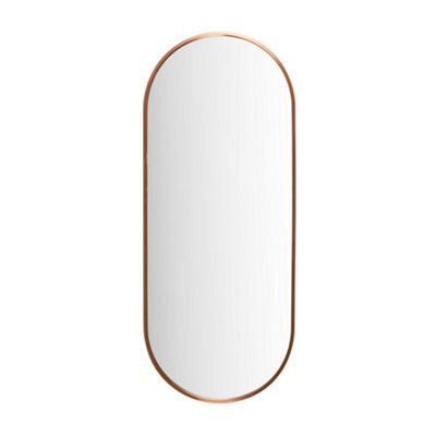 Homestylestore Brushed Copper 1000 X 400mm Wall Hung Oval Bathroom Mirror - image 1