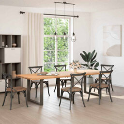 Berkfield Modern Dining Table Legs U-Shaped 3 Pcs Natural Steel 90X(72-73) Cm Steel