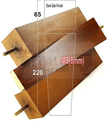L&F 4 Wood Furniture Legs M8 220mm High Dark Oak Replacement Square Tapered Sofa Feet Stools Chairs Cabinets Beds - image 1