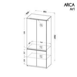 Arte Arca 1 Hinged Wardrobe - Sleek And Spacious In Arctic White, H1952mm W801mm D520mm - thumbnail 2