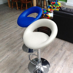 Lamboro Sorrento Kitchen Bar Stool, Chrome Footrest, Height Adjustable Swivel Gas Lift, Home Bar & Breakfast Faux-Leather Barstool, Blue - thumbnail 7