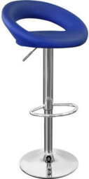 Lamboro Sorrento Kitchen Bar Stool, Chrome Footrest, Height Adjustable Swivel Gas Lift, Home Bar & Breakfast Faux-Leather Barstool, Blue