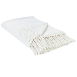 Beliani Blanket Ampara Cotton 200 X 220 Cm Off-White