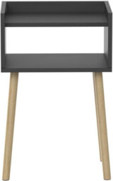Modern Black Wooden Nightstand Tall Bedside Table With Pinewood Legs And Open Shelf Slim Side Table H60 X L40 X W30Cm - thumbnail 7