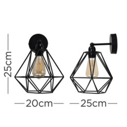 Valuelights Cambourne Industrial Satin Black Pipework Single Wall Light With Basket Cage Black Metal Shade - thumbnail 6