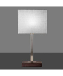 Lighting Supermarket Medici Modern Rectangular Silver & Dark Wood Table Lamp - Grey Hessian Shade - thumbnail 5