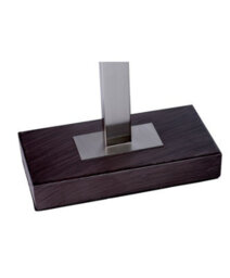 Lighting Supermarket Medici Modern Rectangular Silver & Dark Wood Table Lamp - Grey Hessian Shade - thumbnail 4