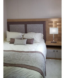 Lighting Supermarket Medici Modern Rectangular Silver & Dark Wood Table Lamp - Grey Hessian Shade - thumbnail 6