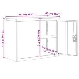 Vidaxl File Cabinet White 90X40X70 Cm Steel - thumbnail 3