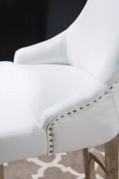 Orsina White Bar Stool With High Back, Velvet Seat Breakfast Bar Chair, Kitchen Stool With Footrest, Chair For Bar - thumbnail 6