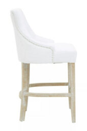 Orsina White Bar Stool With High Back, Velvet Seat Breakfast Bar Chair, Kitchen Stool With Footrest, Chair For Bar - thumbnail 3