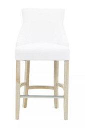 Orsina White Bar Stool With High Back, Velvet Seat Breakfast Bar Chair, Kitchen Stool With Footrest, Chair For Bar - thumbnail 2
