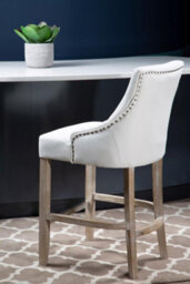 Orsina White Bar Stool With High Back, Velvet Seat Breakfast Bar Chair, Kitchen Stool With Footrest, Chair For Bar - thumbnail 5