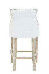 Orsina White Bar Stool With High Back, Velvet Seat Breakfast Bar Chair, Kitchen Stool With Footrest, Chair For Bar - thumbnail 4