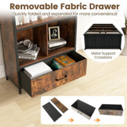 Industrial Freestanding Bookcase With 4 Storage Compartments - thumbnail 6