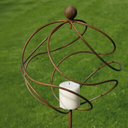 Poppy Forge Tangle Ball On 4Ft Stem With Candle Holder/hook - Plant Support - Steel - L34.3 X W34.3 X H157.5 Cm - Bare Metal/ready To Rust - thumbnail 1