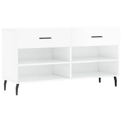 Berkfield Industrial Shoe Bench High Gloss White 102X35X55 Cm Engineered Wood - image 1