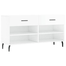 Berkfield Industrial Shoe Bench High Gloss White 102X35X55 Cm Engineered Wood